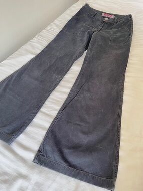 Silver Jeans - Dark Grey Canvas Wide Leg Flare Pants